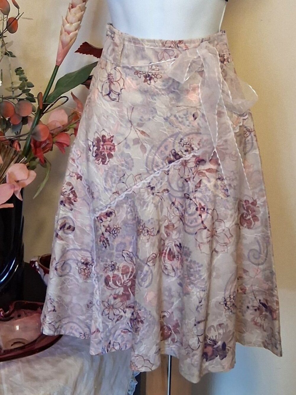 New Floral Designed A-Line Flared Swing Lined Midi Skirt High Quality Skirts 4